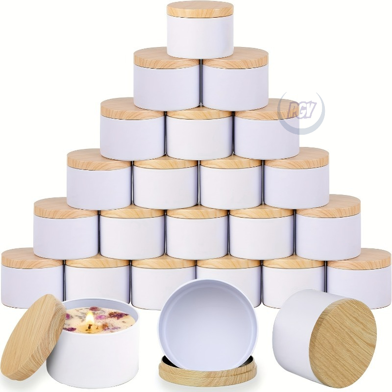 Candle Making Jars With Lids - Jarra de vela de metal branco,