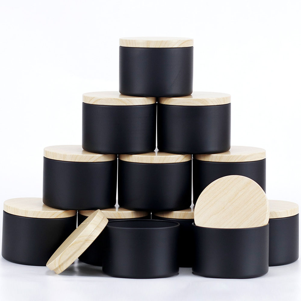 Candle Making Jars With Lids - Frascos de vela pretos de 4