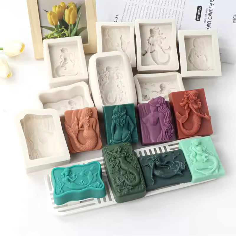 Candle Making Supplies Wholesale - Molde de Silicone Retangular 3D Sereia