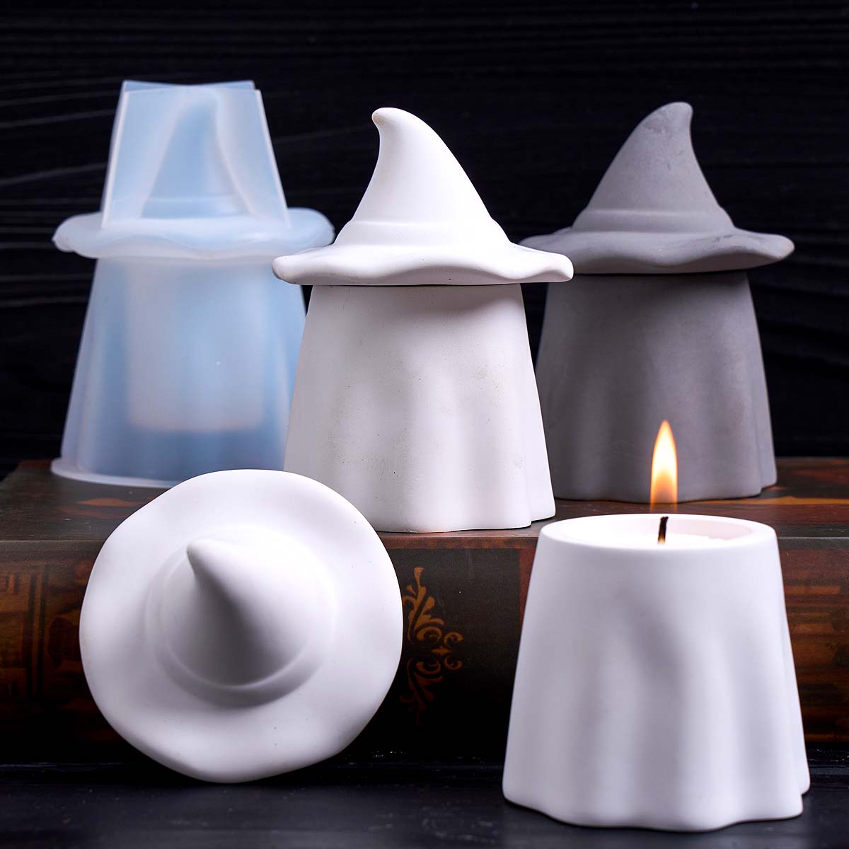 Candle Making Jars With Lids - Molde de silicone para vela fantasma,