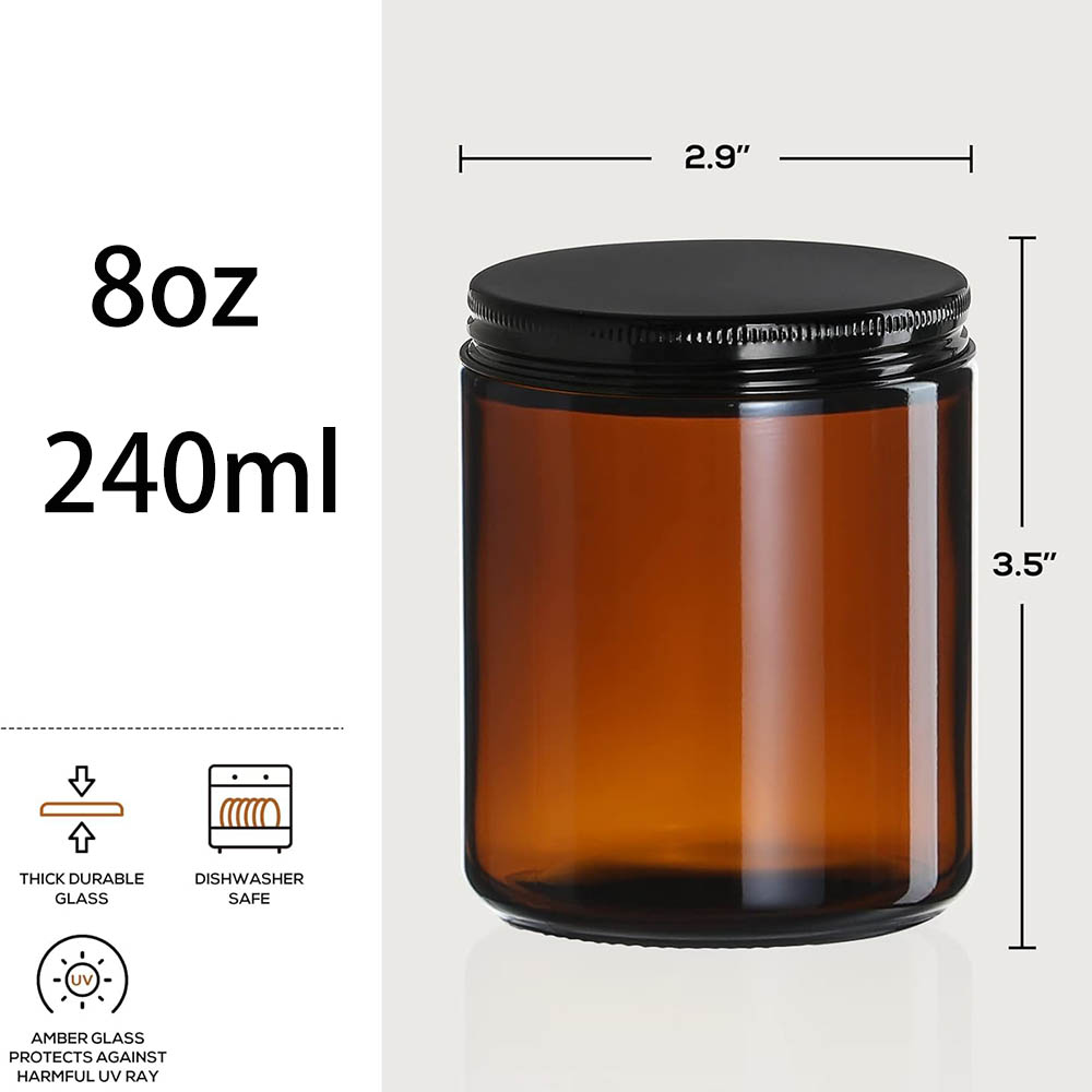 Frascos de Vidro Âmbar de 8oz  - Candle Making Jars With Lids avaliação e preço