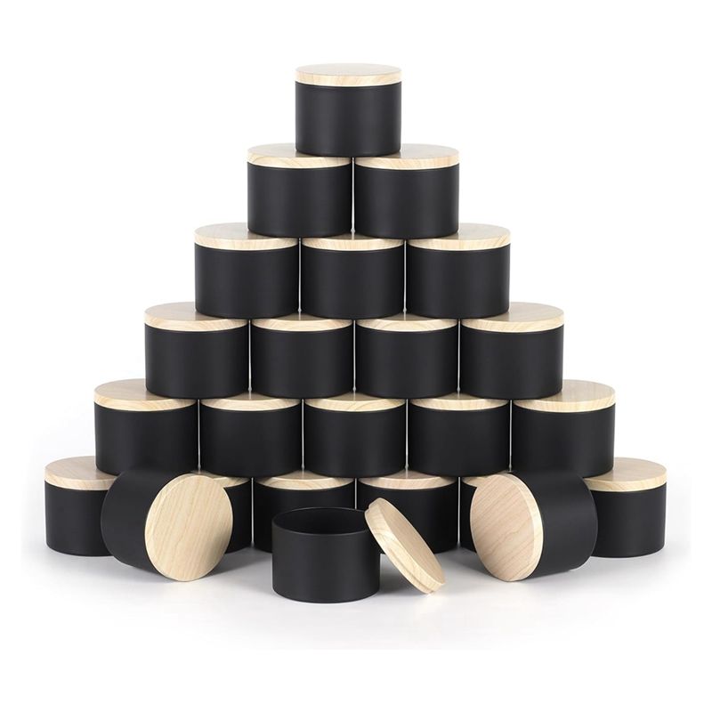 Pacote com 24 latas pretas par - Candle Making Jars With Lids avaliação e preço